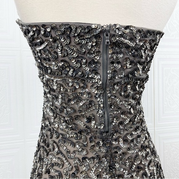 Alice & Olivia Strapless Sequin Mesh Mini Dress 2 - Picture 10 of 10